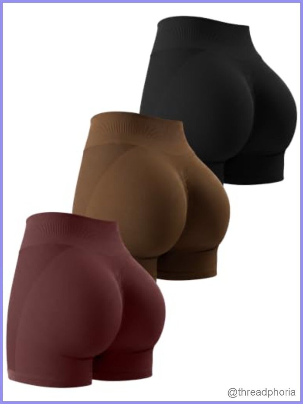 VVX 3 Piece Seamless Workout Shorts High Waist Butt Lifting Scrunch Yoga Gym